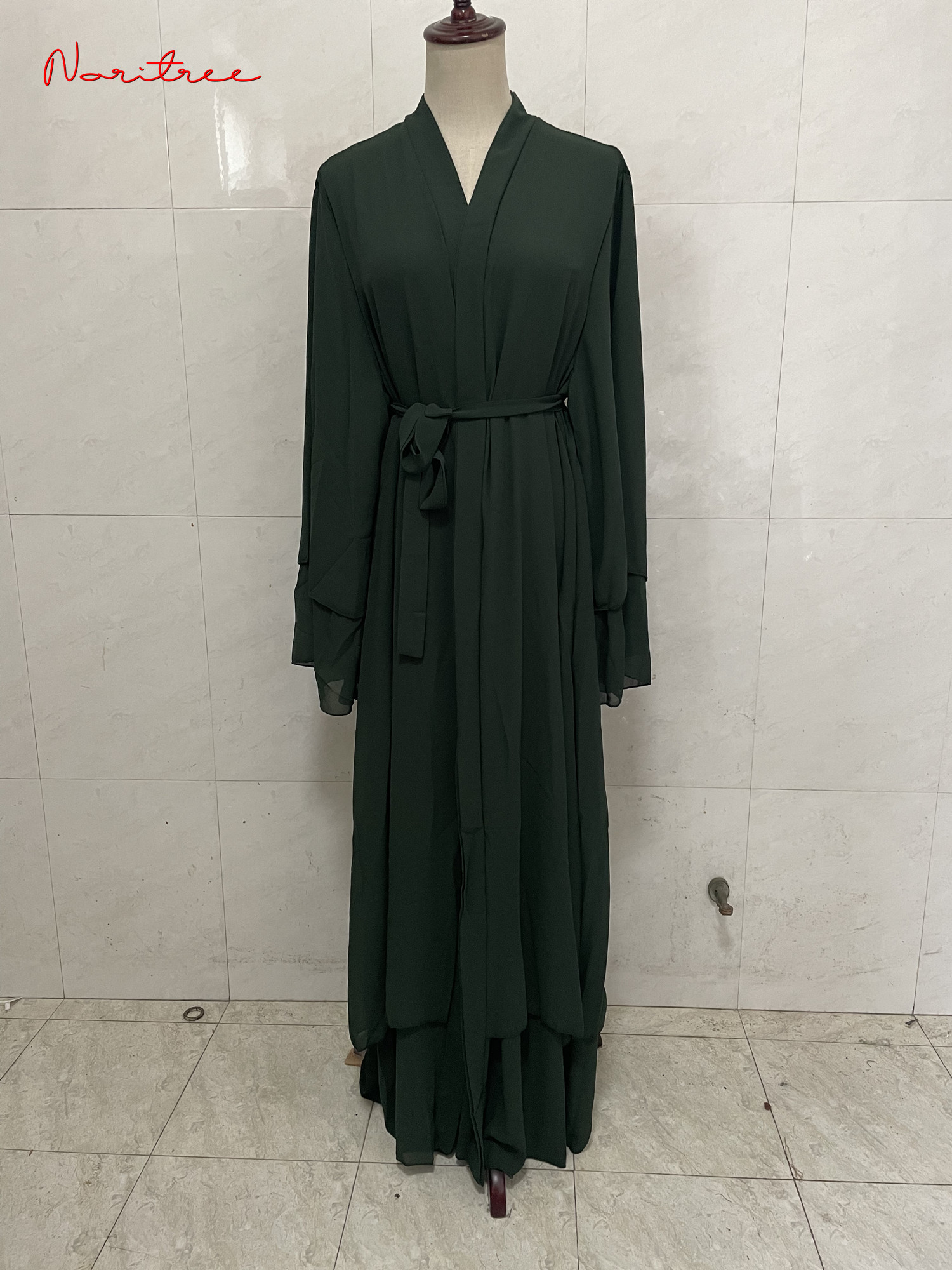 Fashion Chiffon Abaya Kimono Dubai Muslim Cardigan Abayas Women Casual Robe female Islam Clothes With Belt F2664