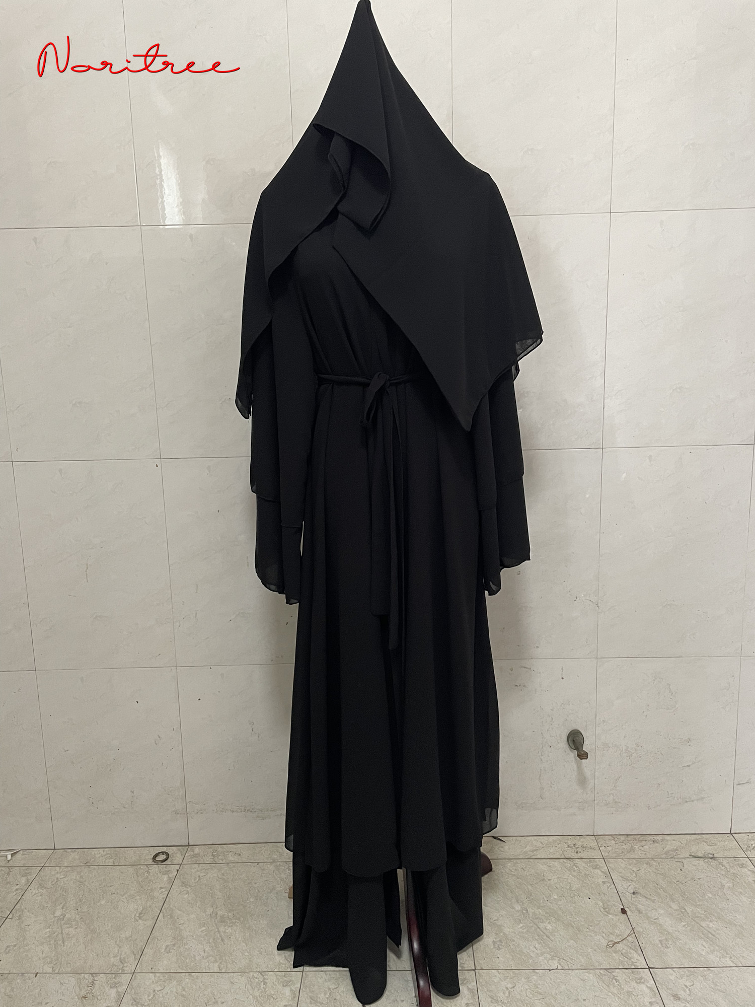 Fashion Chiffon Abaya Kimono Dubai Muslim Cardigan Abayas Women Casual Robe female Islam Clothes With Belt F2664