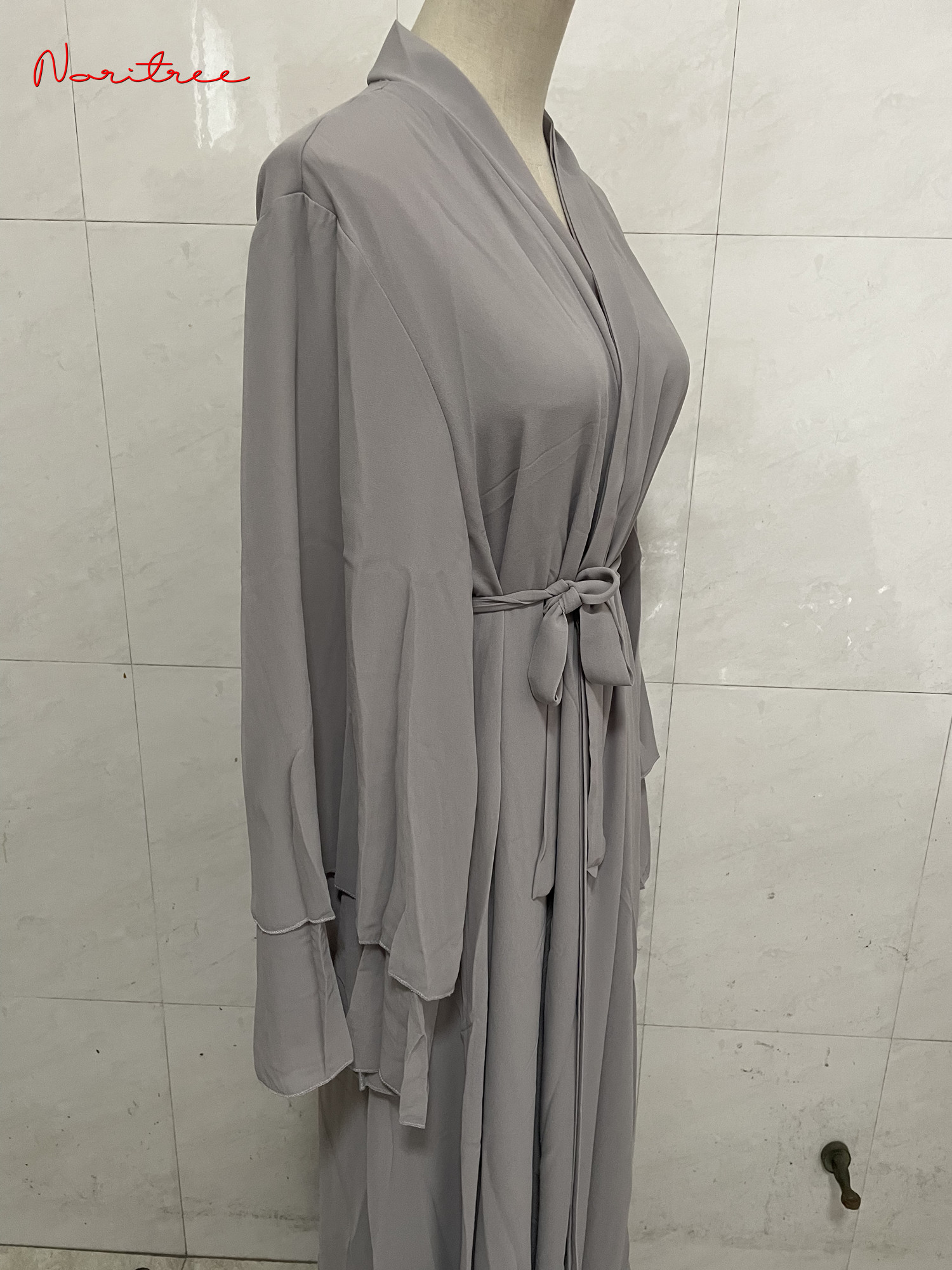 Fashion Chiffon Abaya Kimono Dubai Muslim Cardigan Abayas Women Casual Robe female Islam Clothes With Belt F2664