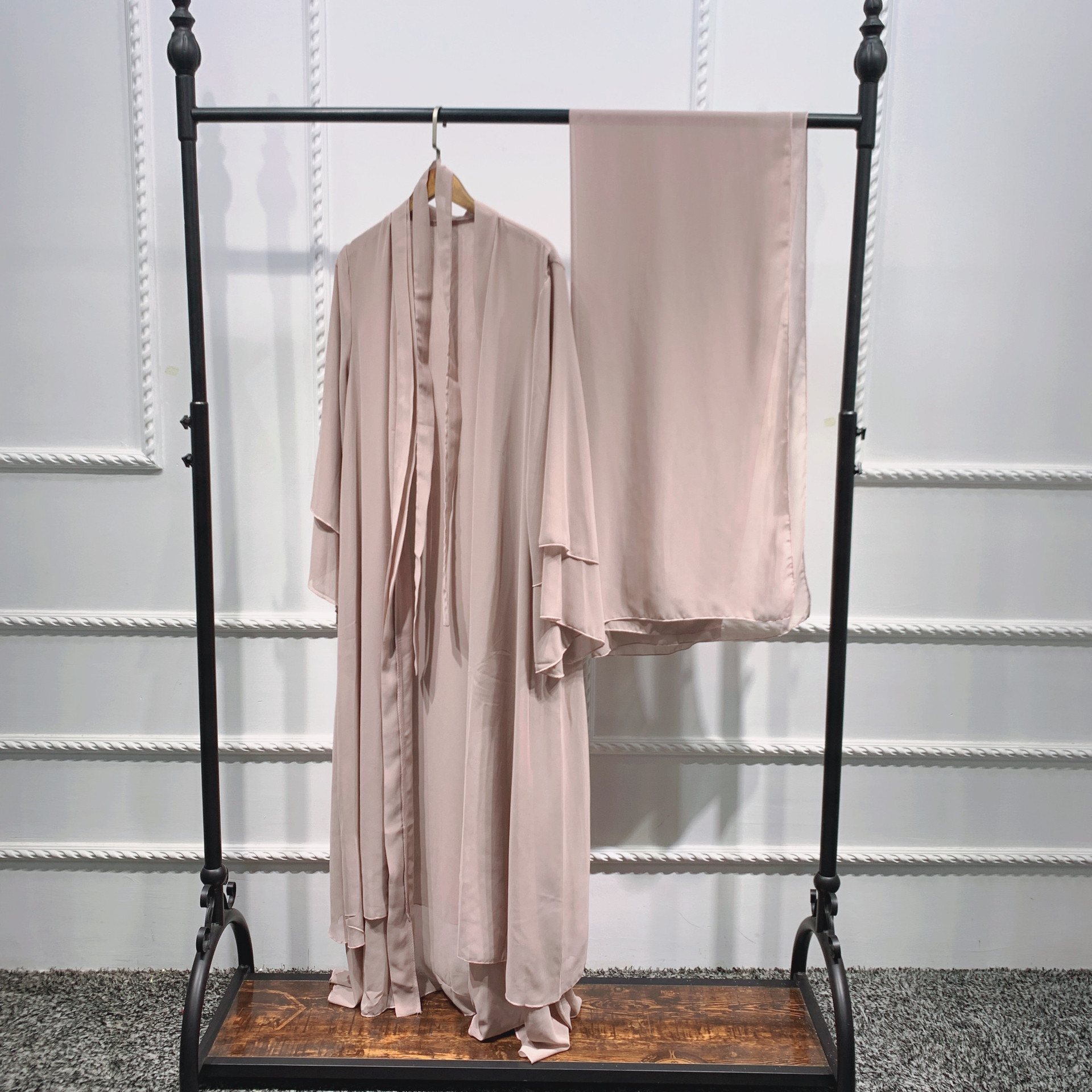 Fashion Chiffon Abaya Kimono Dubai Muslim Cardigan Abayas Women Casual Robe female Islam Clothes With Belt F2664