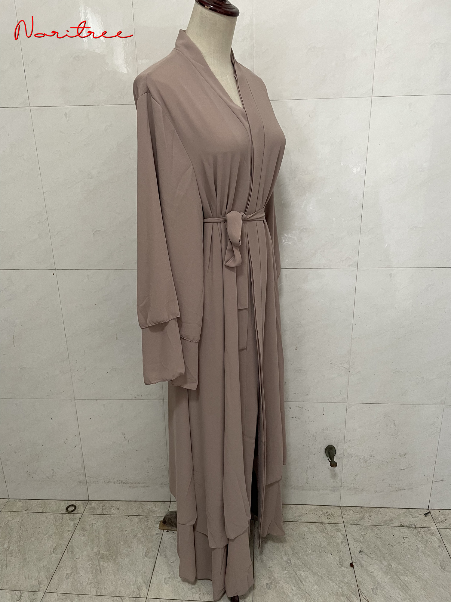 Fashion Chiffon Abaya Kimono Dubai Muslim Cardigan Abayas Women Casual Robe female Islam Clothes With Belt F2664