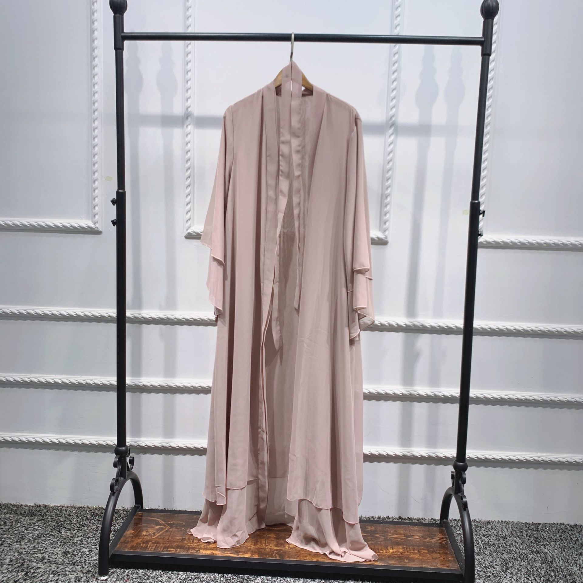 Fashion Chiffon Abaya Kimono Dubai Muslim Cardigan Abayas Women Casual Robe female Islam Clothes With Belt F2664