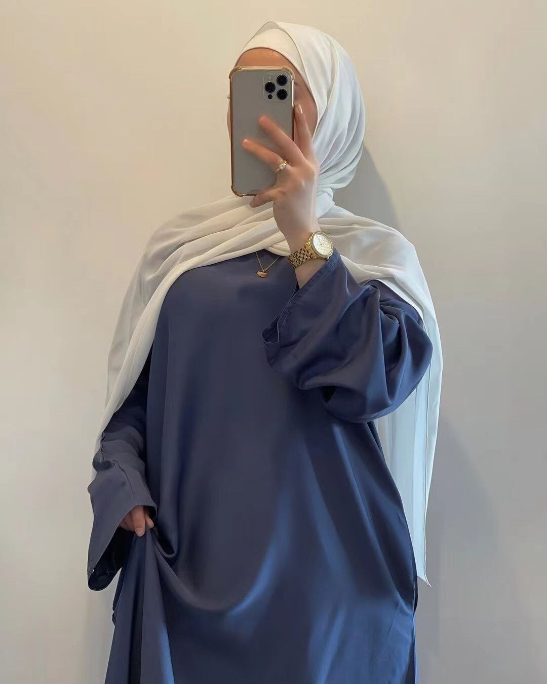 Ramadan Eid Satin Abaya Dubai Turkey Flare Sleeve Muslim Hijab Dress Plain Closed Abayas for Women Islamic Clothing Kaftan Robe