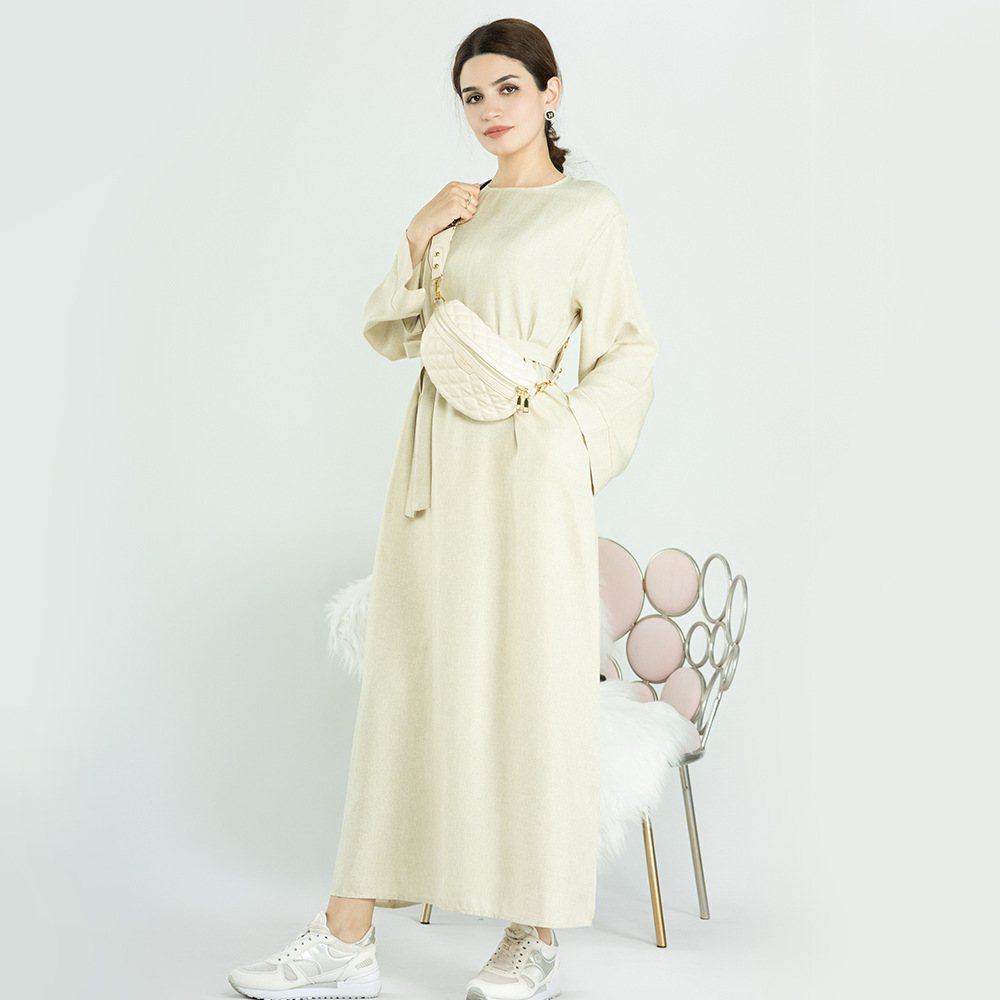 Ramadan Eid Cotton Linen Open Abaya Dubai Turkey Long Muslim Hijab Dress Kimono Abayas for Women Plain Kaftan Islamic Clothing