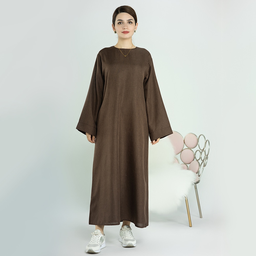 Ramadan Eid Cotton Linen Open Abaya Dubai Turkey Long Muslim Hijab Dress Kimono Abayas for Women Plain Kaftan Islamic Clothing