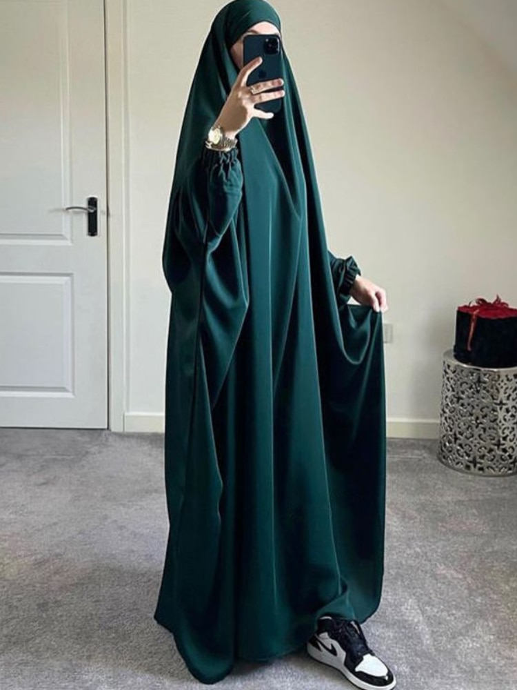 Ramadan Eid Hooded Abaya Women Prayer Garment Muslim Jilbab Loose Long Dress Abayas Dubai Turkey Islamic Clothes Djellaba Femme