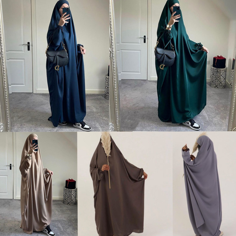 Ramadan Eid Hooded Abaya Women Prayer Garment Muslim Jilbab Loose Long Dress Abayas Dubai Turkey Islamic Clothes Djellaba Femme