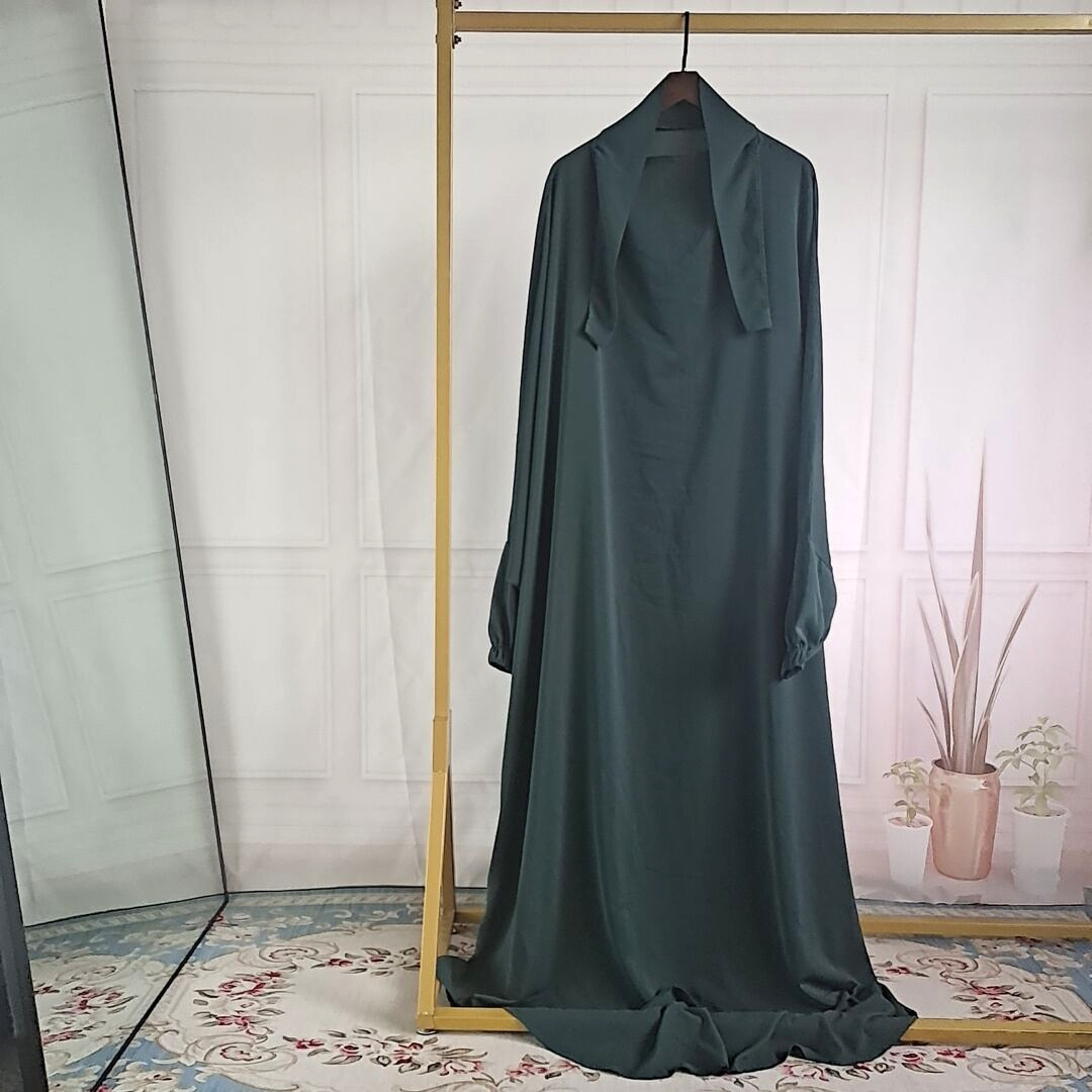 Ramadan Eid Hooded Abaya Women Prayer Garment Muslim Jilbab Loose Long Dress Abayas Dubai Turkey Islamic Clothes Djellaba Femme