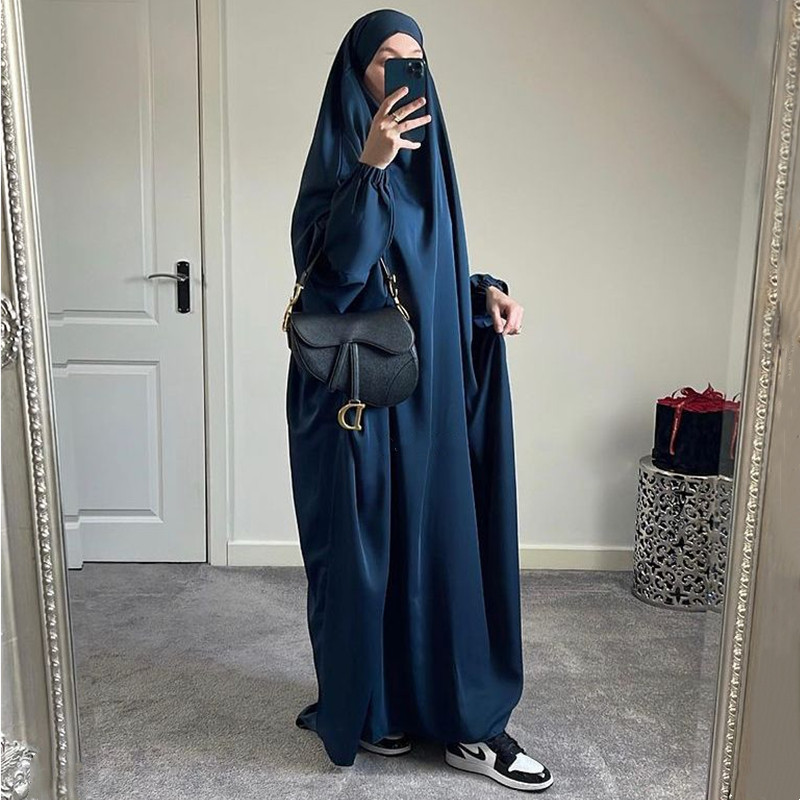 Ramadan Eid Hooded Abaya Women Prayer Garment Muslim Jilbab Loose Long Dress Abayas Dubai Turkey Islamic Clothes Djellaba Femme