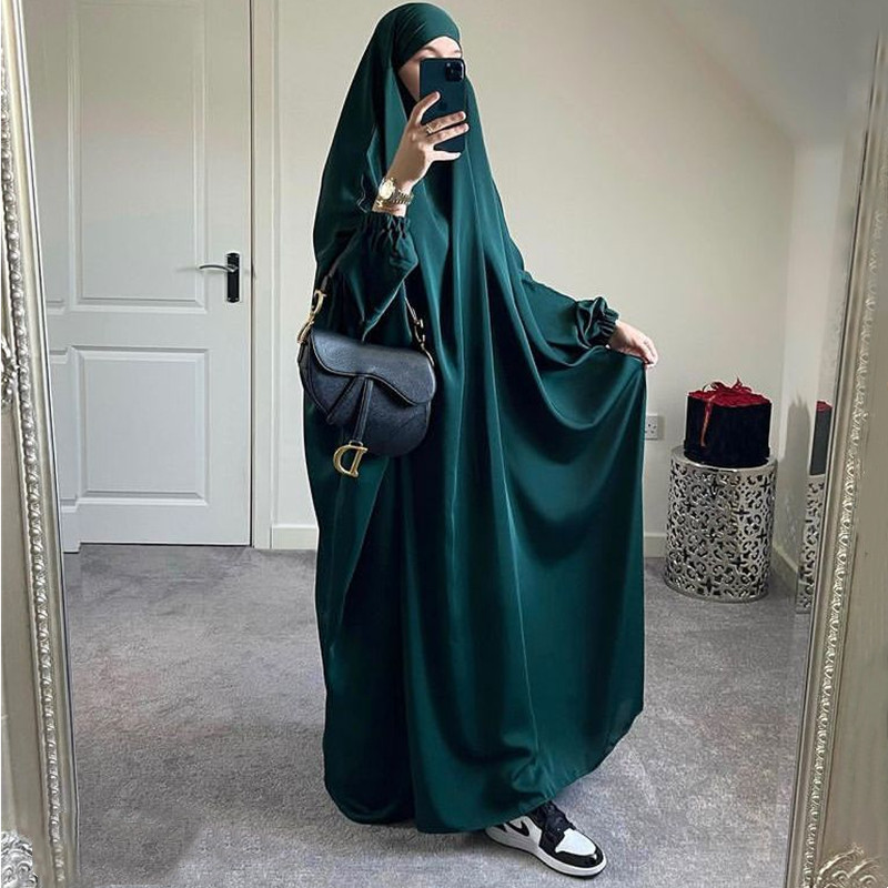 Ramadan Eid Hooded Abaya Women Prayer Garment Muslim Jilbab Loose Long Dress Abayas Dubai Turkey Islamic Clothes Djellaba Femme