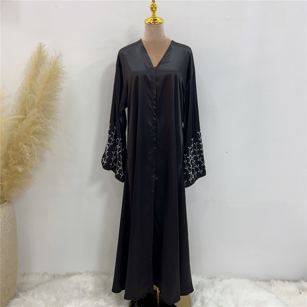 Eid Mubarak Beading Open Abayas Kimono Cardigan for Muslim Women Dress Turkish Arab Robe Dubai Islam Kaftan Ramadan Femme Jilbab