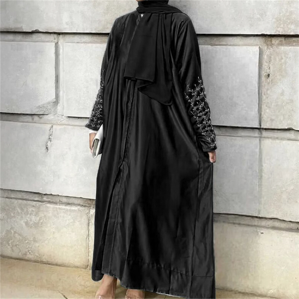 Eid Mubarak Beading Open Abayas Kimono Cardigan for Muslim Women Dress Turkish Arab Robe Dubai Islam Kaftan Ramadan Femme Jilbab