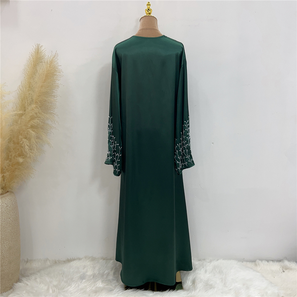 Eid Mubarak Beading Open Abayas Kimono Cardigan for Muslim Women Dress Turkish Arab Robe Dubai Islam Kaftan Ramadan Femme Jilbab