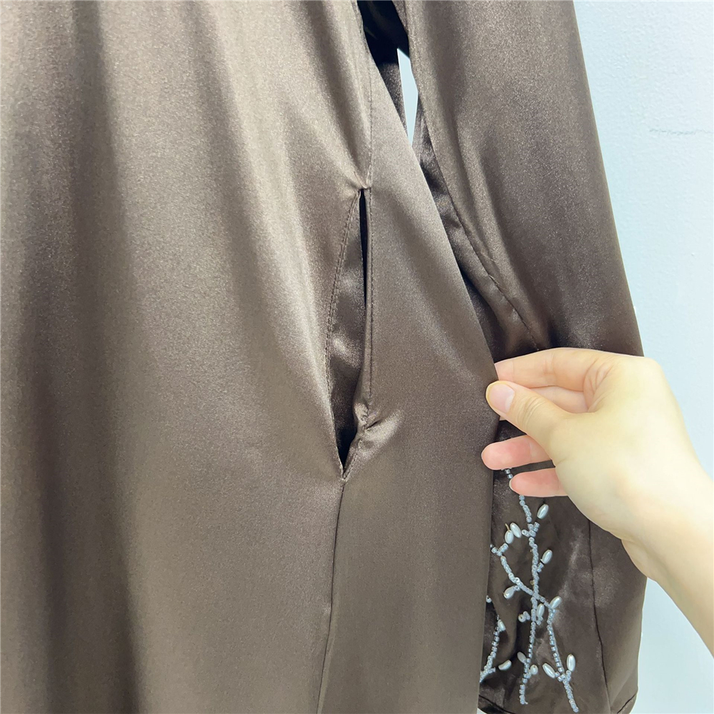 Eid Mubarak Beading Open Abayas Kimono Cardigan for Muslim Women Dress Turkish Arab Robe Dubai Islam Kaftan Ramadan Femme Jilbab