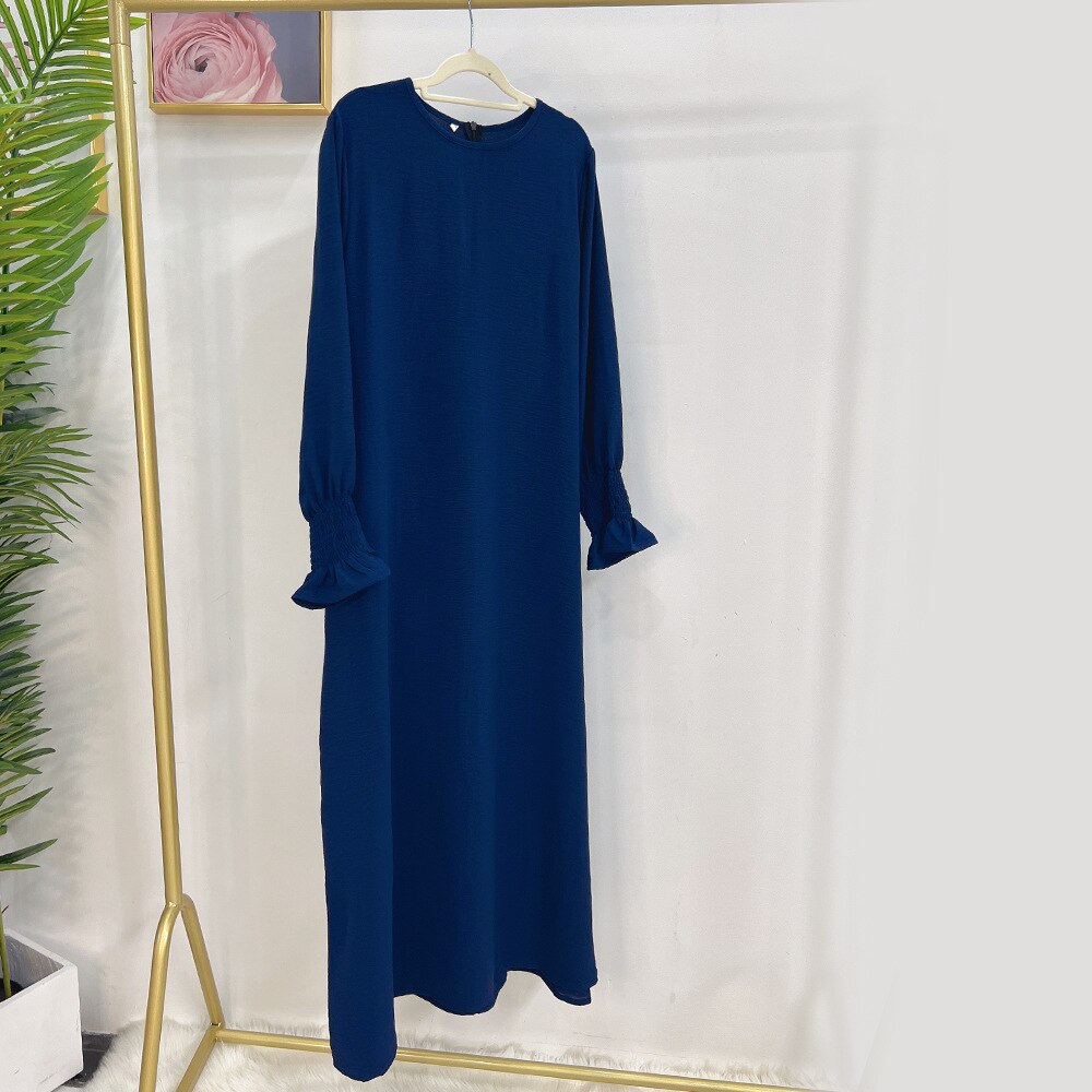 Ramadan Loose Abaya Jilbab Prayer Dress for Women Smocked Sleeve Plain Abayas Dubai Muslim Hijab Kaftan Robe Islamic Long Dreses