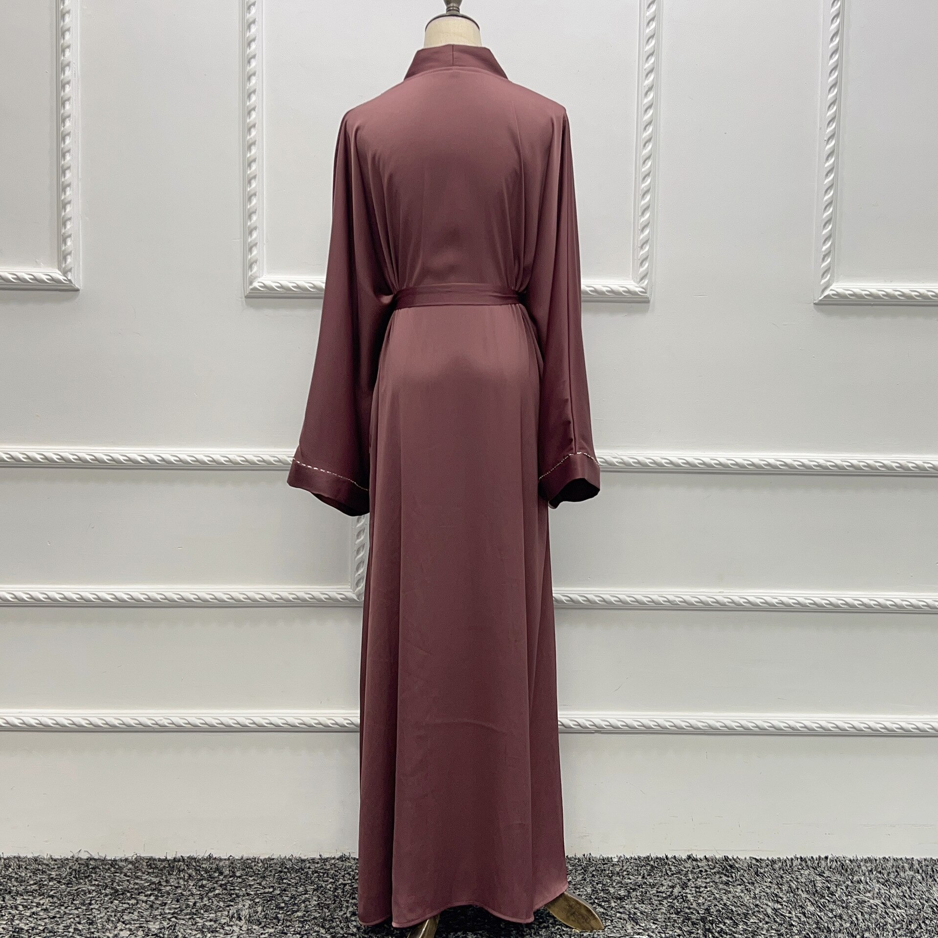 Eid Muslim Kimono Abaya Modest Hijab Dress Handmade Beaded Summer Open Abayas for Women Dubai Islamic Clothing Party Kaftan Robe