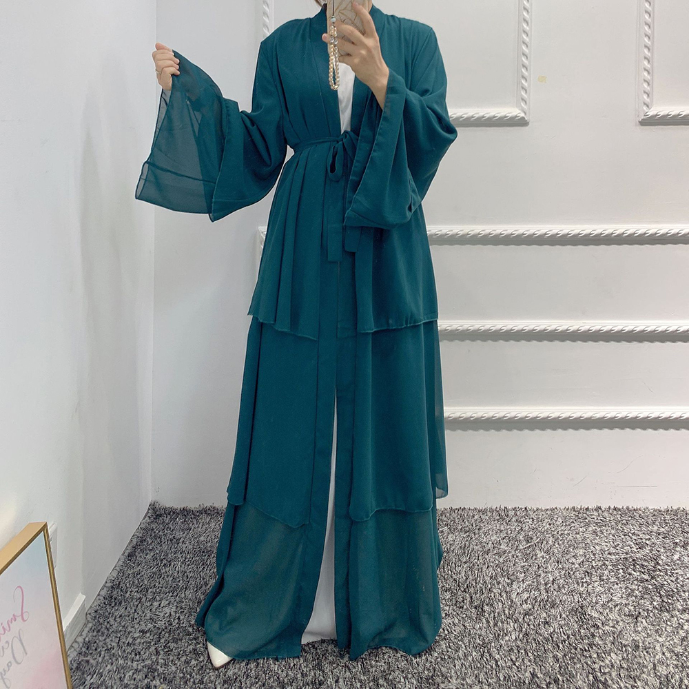 Chiffon Robe Longue Kimono Femme Musulmane Open Abaya Dubai Turkey Islam Arabic Muslim Dress Abayas For Women Caftan Marocain