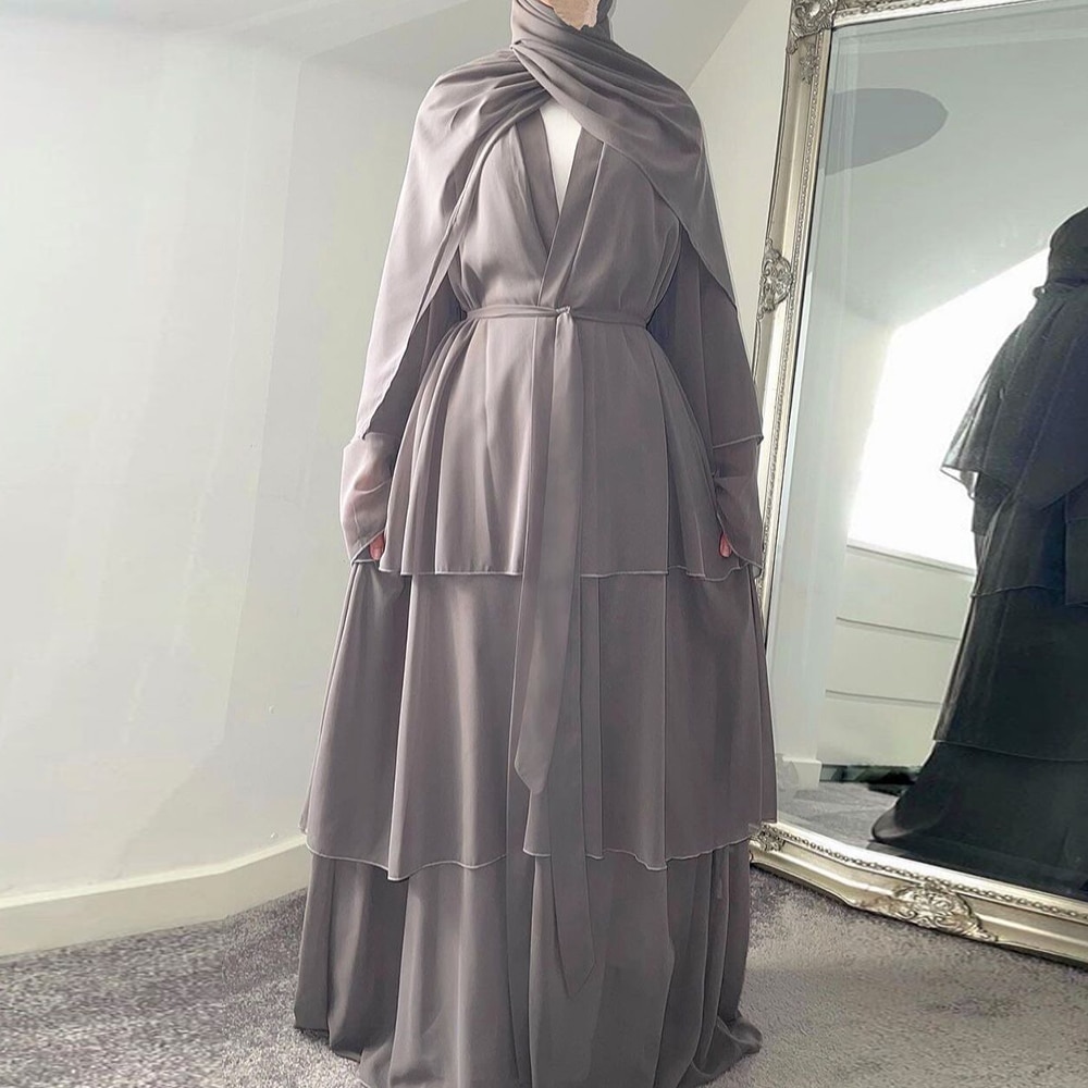 Chiffon Robe Longue Kimono Femme Musulmane Open Abaya Dubai Turkey Islam Arabic Muslim Dress Abayas For Women Caftan Marocain