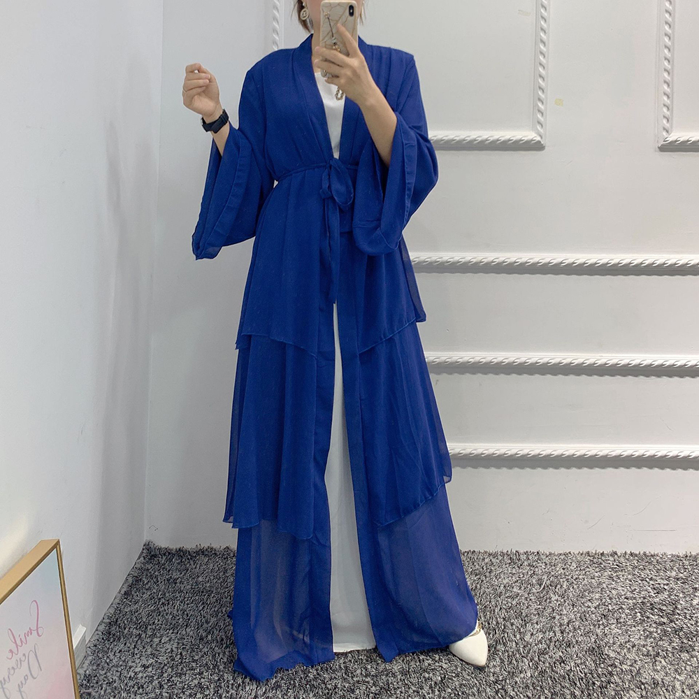 Chiffon Robe Longue Kimono Femme Musulmane Open Abaya Dubai Turkey Islam Arabic Muslim Dress Abayas For Women Caftan Marocain