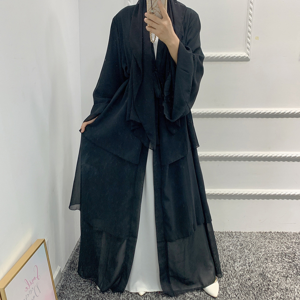 Chiffon Robe Longue Kimono Femme Musulmane Open Abaya Dubai Turkey Islam Arabic Muslim Dress Abayas For Women Caftan Marocain