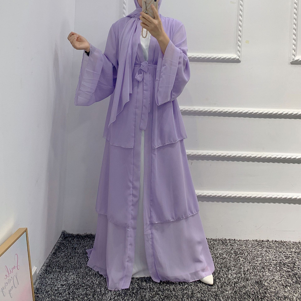 Chiffon Robe Longue Kimono Femme Musulmane Open Abaya Dubai Turkey Islam Arabic Muslim Dress Abayas For Women Caftan Marocain