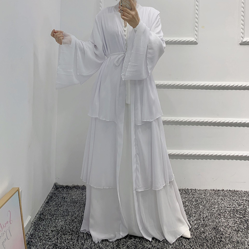 Chiffon Robe Longue Kimono Femme Musulmane Open Abaya Dubai Turkey Islam Arabic Muslim Dress Abayas For Women Caftan Marocain