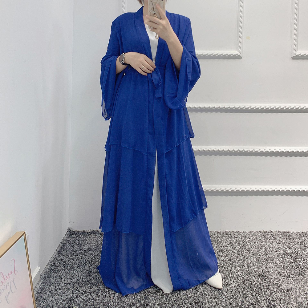 Chiffon Robe Longue Kimono Femme Musulmane Open Abaya Dubai Turkey Islam Arabic Muslim Dress Abayas For Women Caftan Marocain