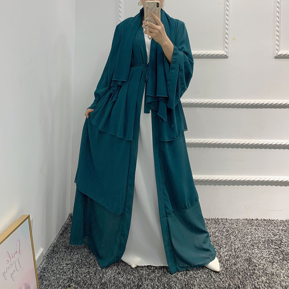 Chiffon Robe Longue Kimono Femme Musulmane Open Abaya Dubai Turkey Islam Arabic Muslim Dress Abayas For Women Caftan Marocain