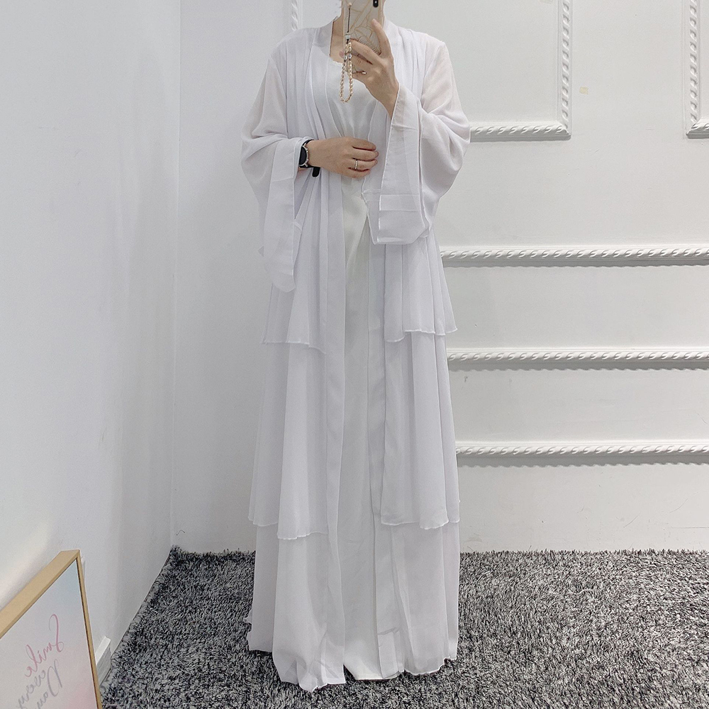 Chiffon Robe Longue Kimono Femme Musulmane Open Abaya Dubai Turkey Islam Arabic Muslim Dress Abayas For Women Caftan Marocain