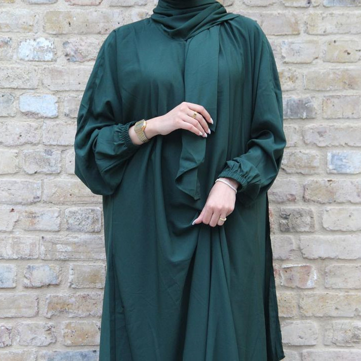 Ramadan Hoody Abaya Sewn Hijab Scarf Prayer Dress Muslim Eid Nida Loose Abayas for Women Jilbab Kaftan Robe Islam Dubai Djellaba