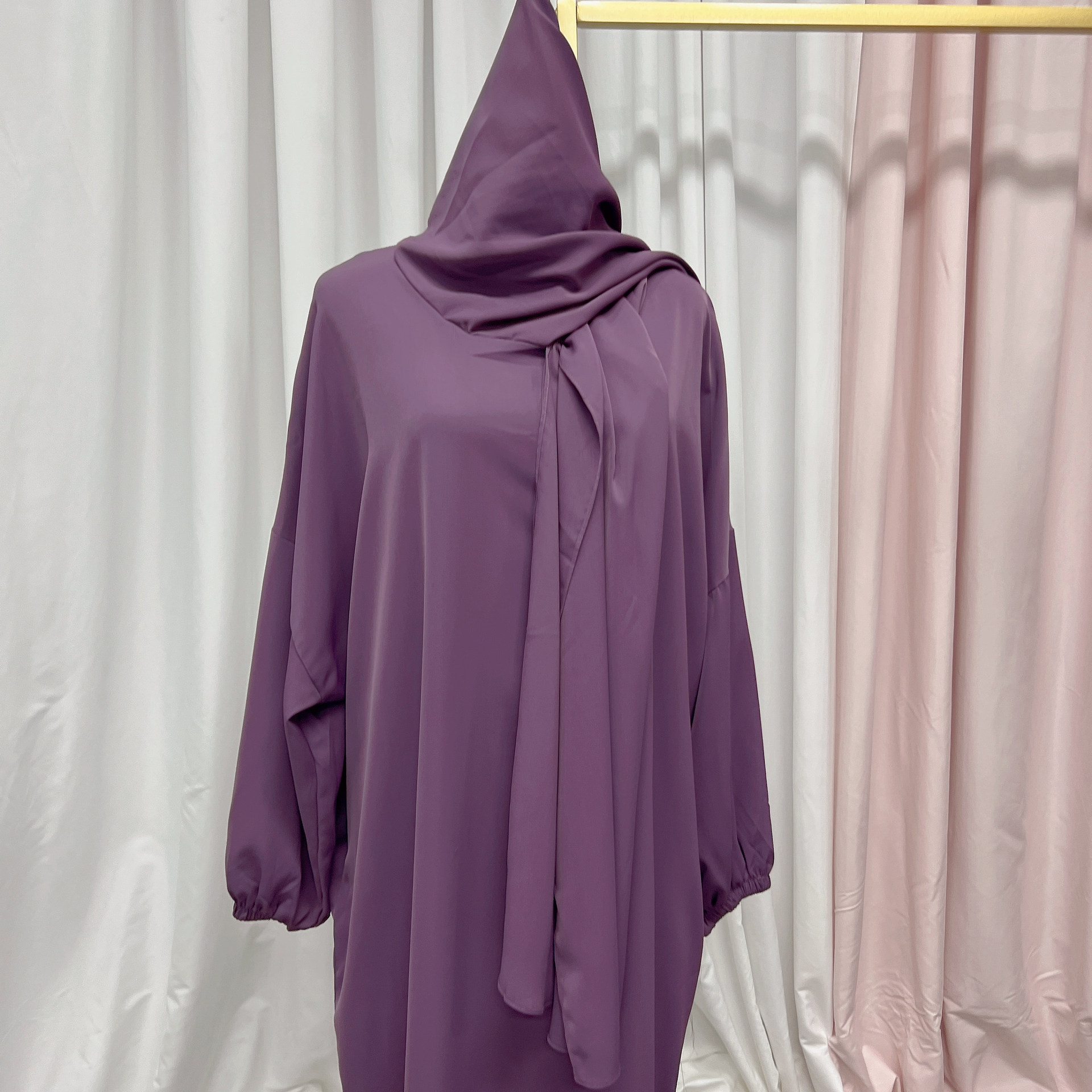 Ramadan Hoody Abaya Sewn Hijab Scarf Prayer Dress Muslim Eid Nida Loose Abayas for Women Jilbab Kaftan Robe Islam Dubai Djellaba