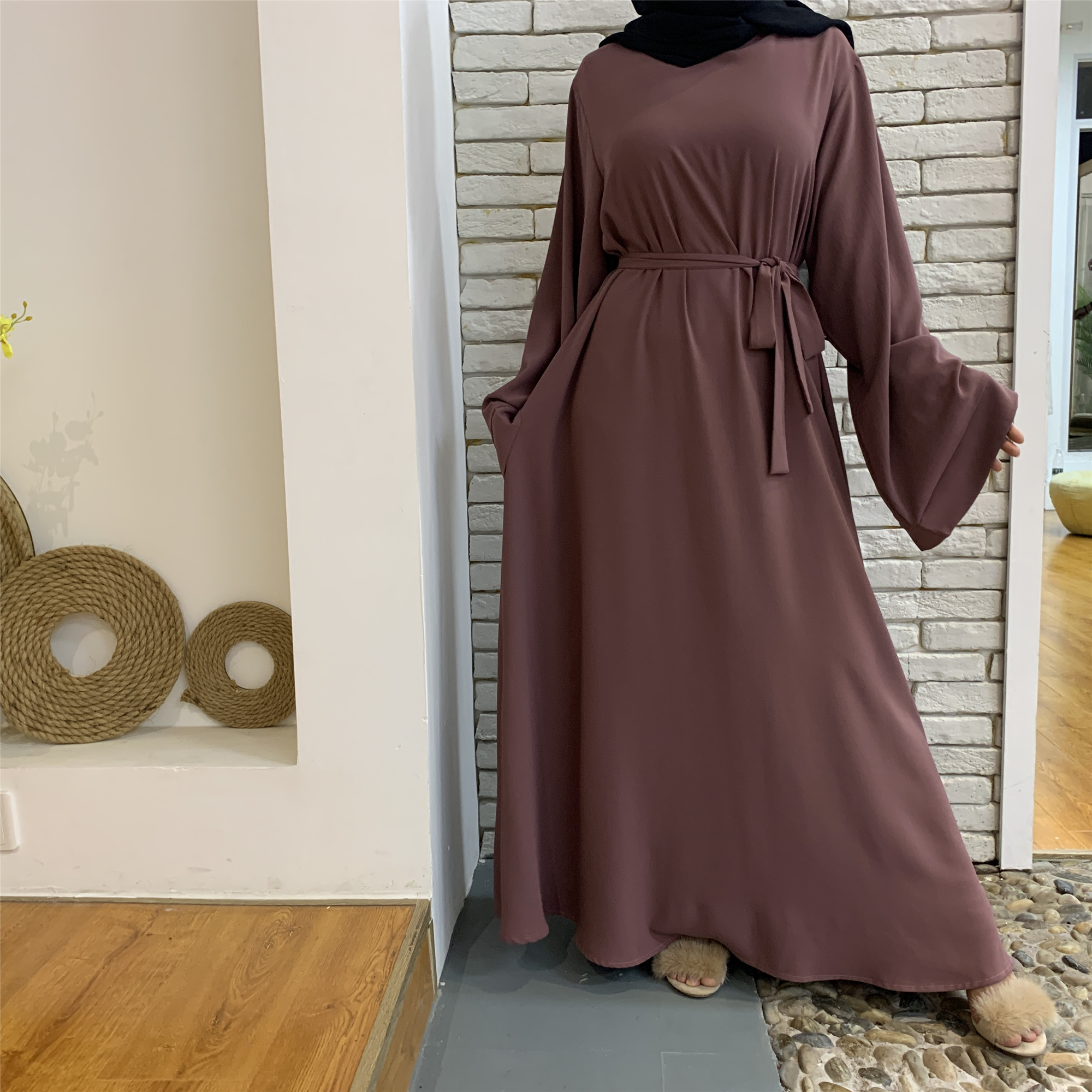 Ramadan Abaya Dubai Muslim Fashion Long Hijab Dress Islam Clothing Belted African Dresses Abayas for Women Kaftan Robe Musulmane