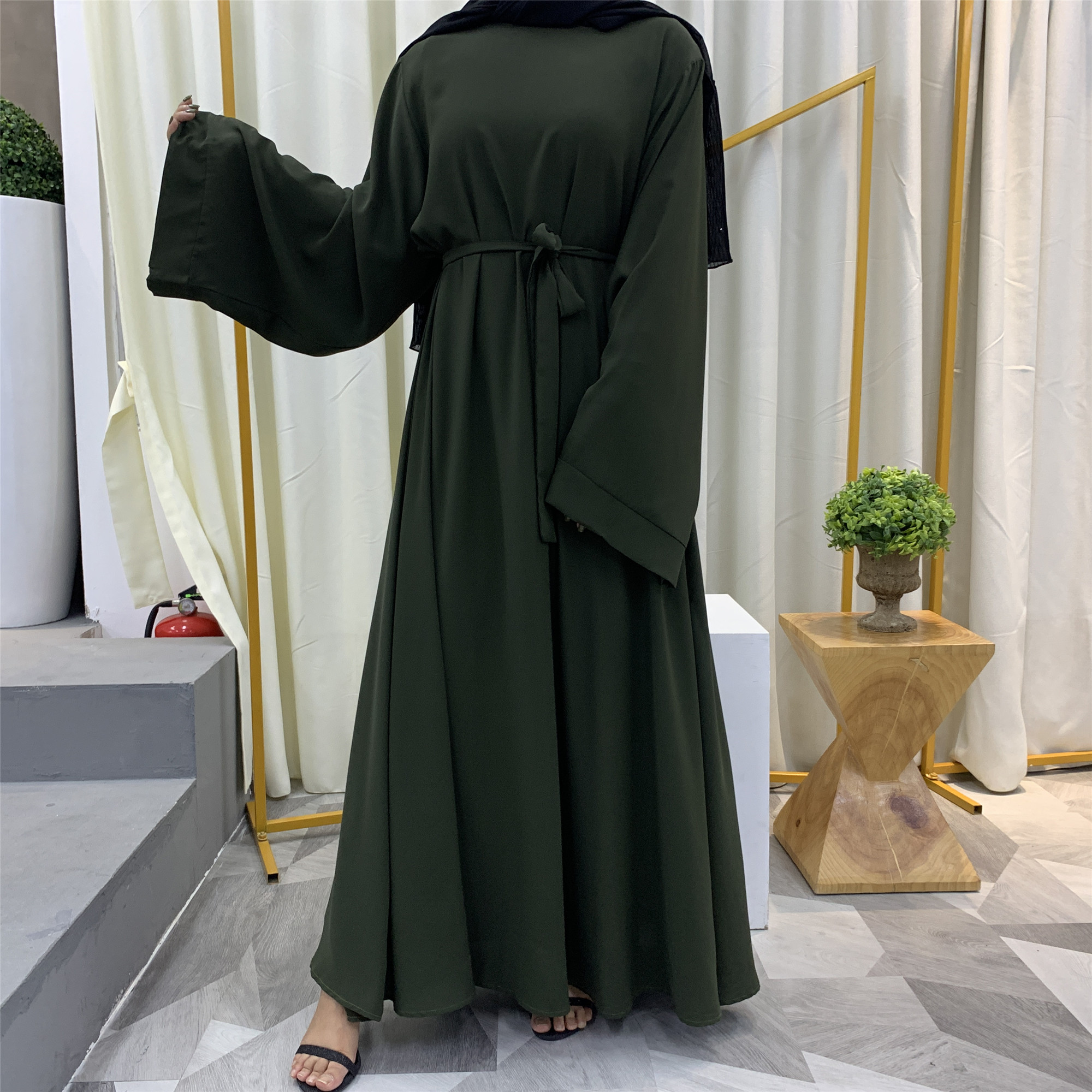 Ramadan Abaya Dubai Muslim Fashion Long Hijab Dress Islam Clothing Belted African Dresses Abayas for Women Kaftan Robe Musulmane