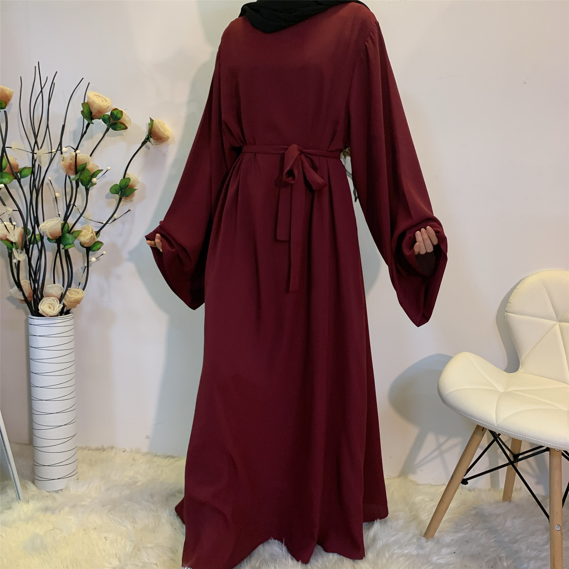 Ramadan Abaya Dubai Muslim Fashion Long Hijab Dress Islam Clothing Belted African Dresses Abayas for Women Kaftan Robe Musulmane