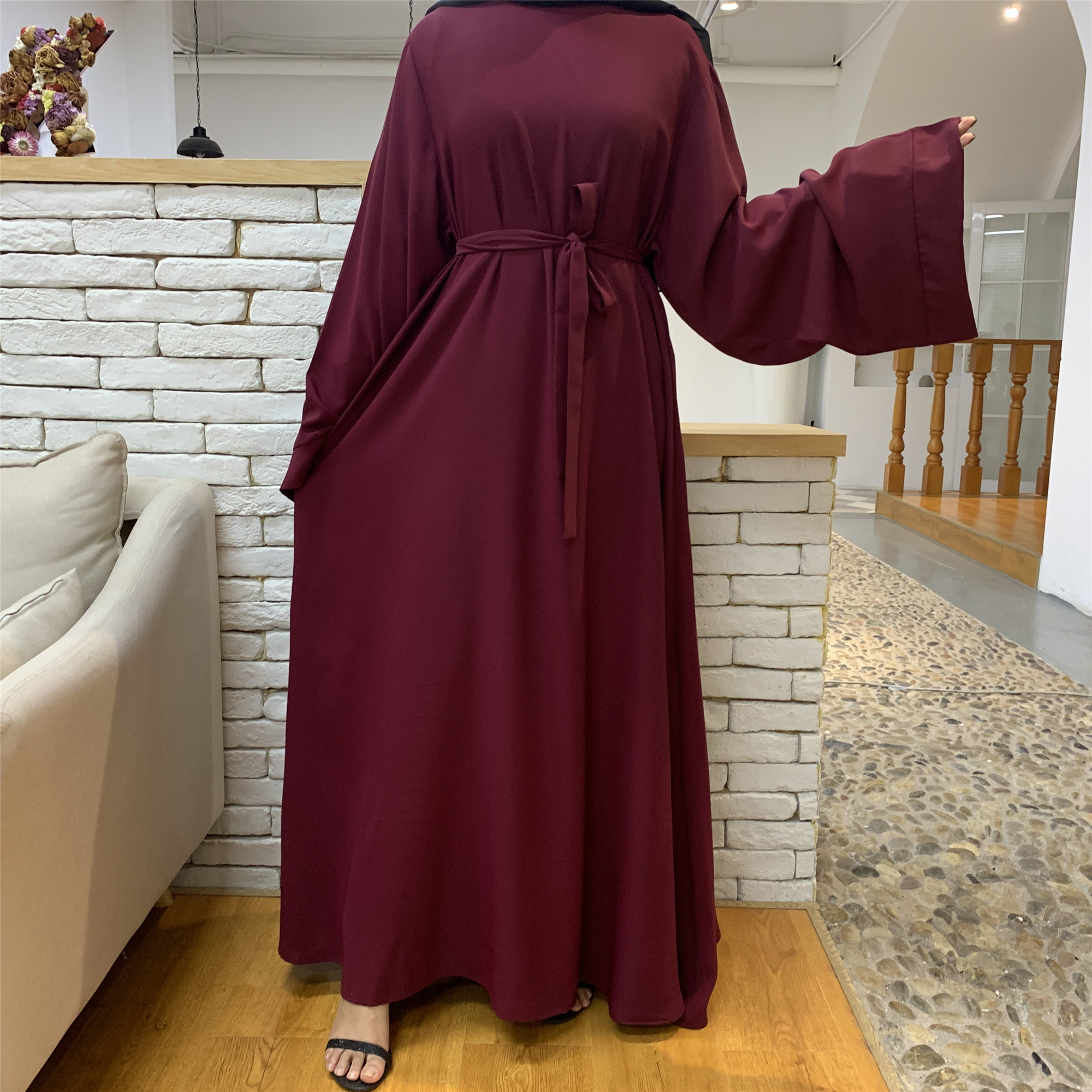 Ramadan Abaya Dubai Muslim Fashion Long Hijab Dress Islam Clothing Belted African Dresses Abayas for Women Kaftan Robe Musulmane