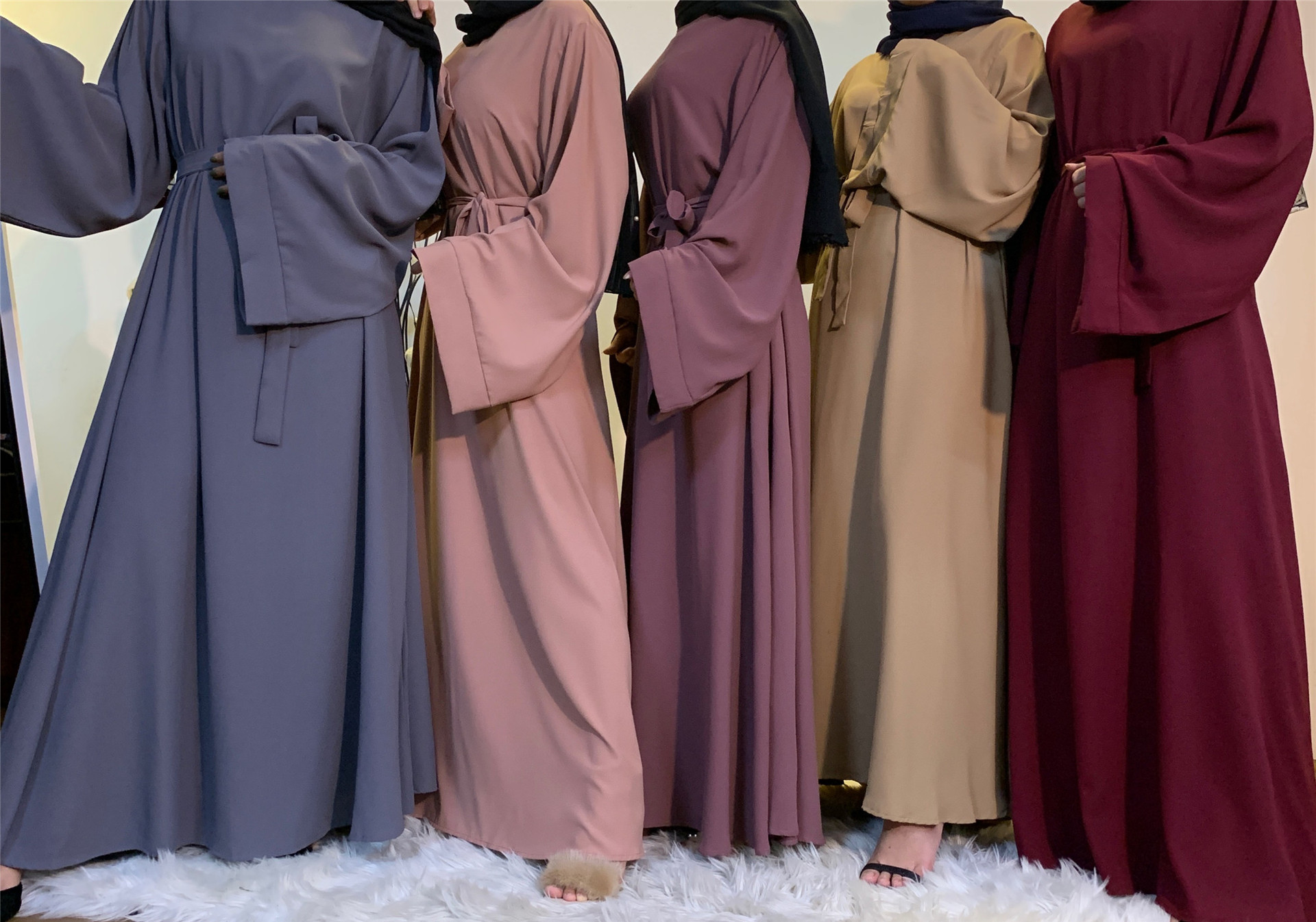 Ramadan Abaya Dubai Muslim Fashion Long Hijab Dress Islam Clothing Belted African Dresses Abayas for Women Kaftan Robe Musulmane