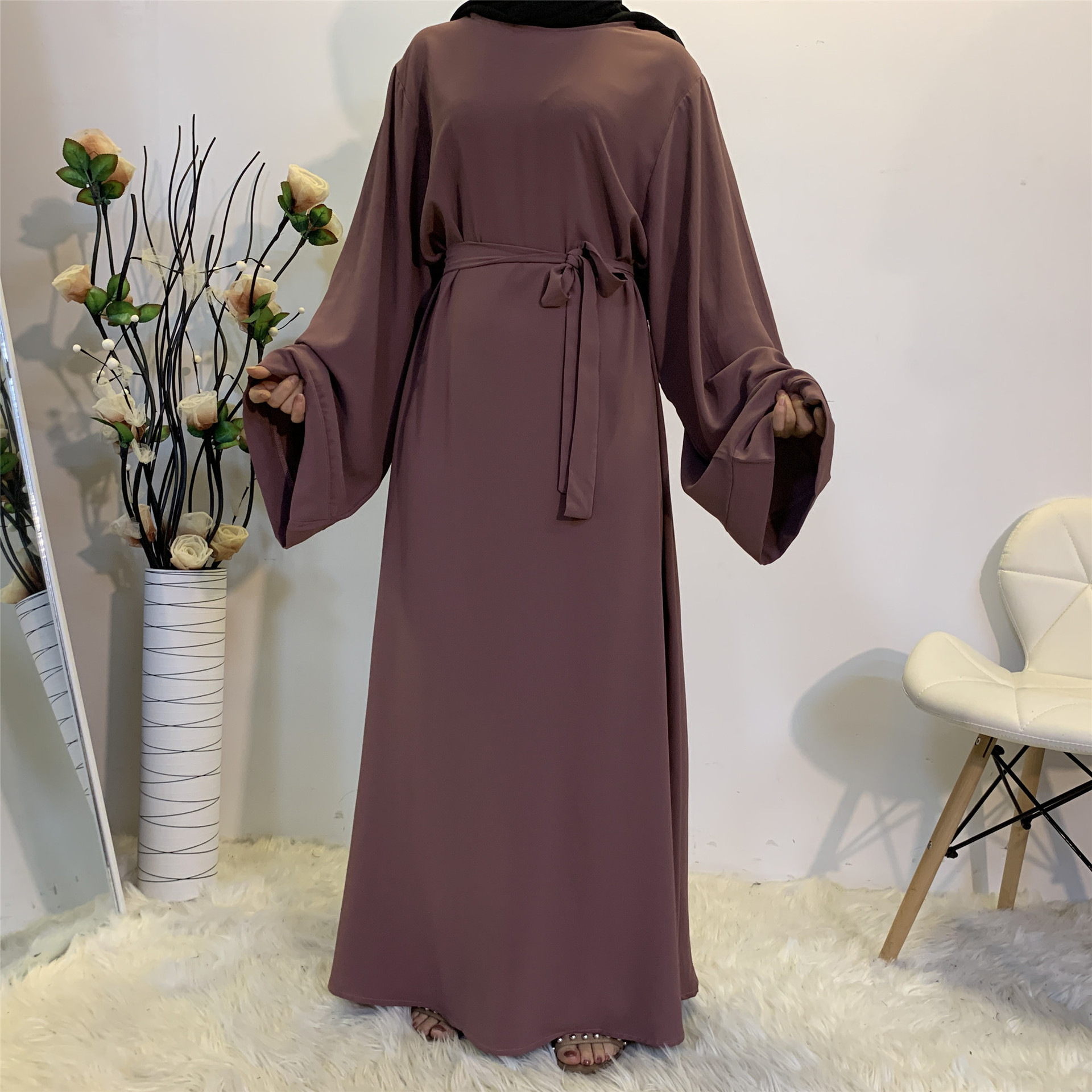 Ramadan Abaya Dubai Muslim Fashion Long Hijab Dress Islam Clothing Belted African Dresses Abayas for Women Kaftan Robe Musulmane