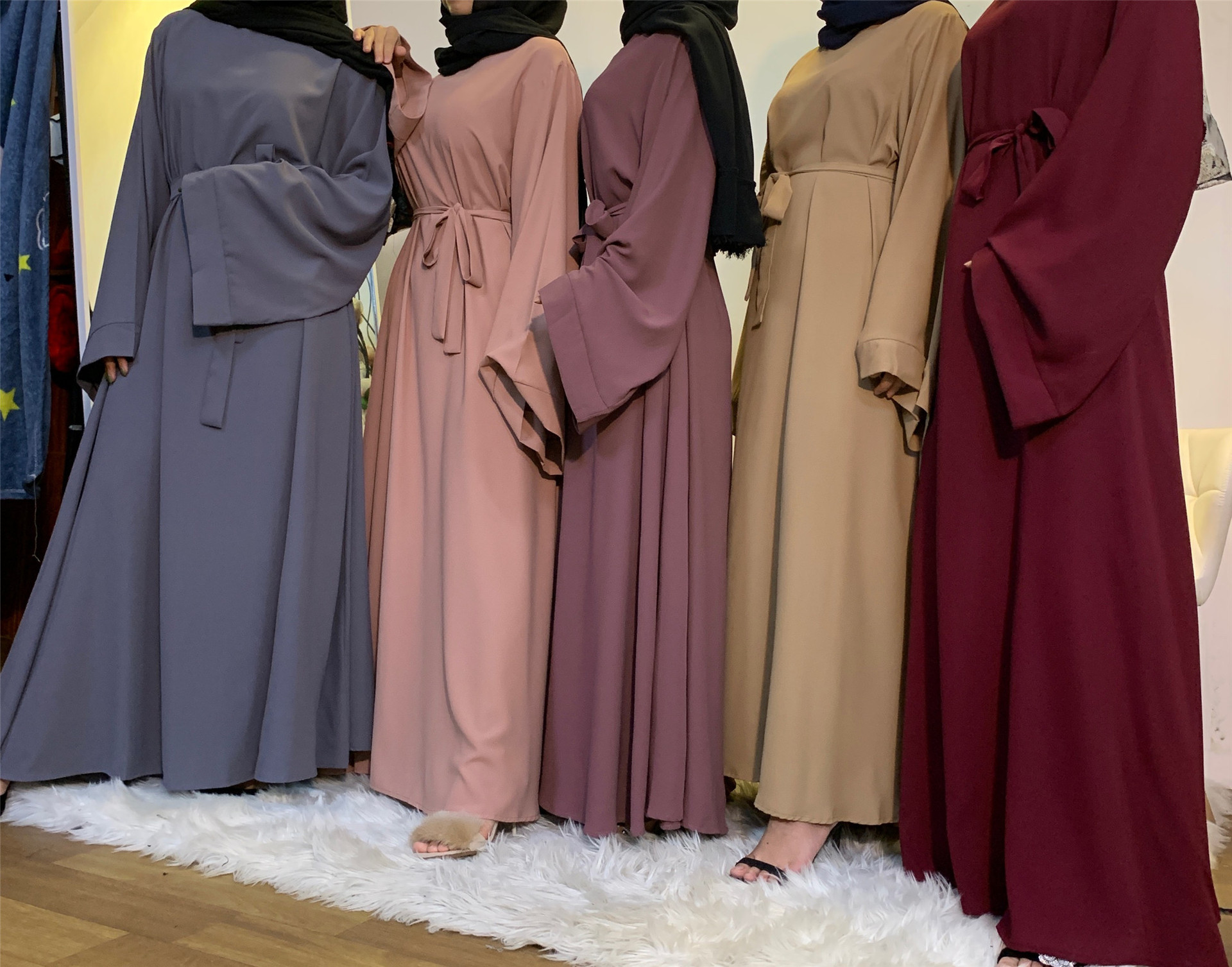 Ramadan Abaya Dubai Muslim Fashion Long Hijab Dress Islam Clothing Belted African Dresses Abayas for Women Kaftan Robe Musulmane