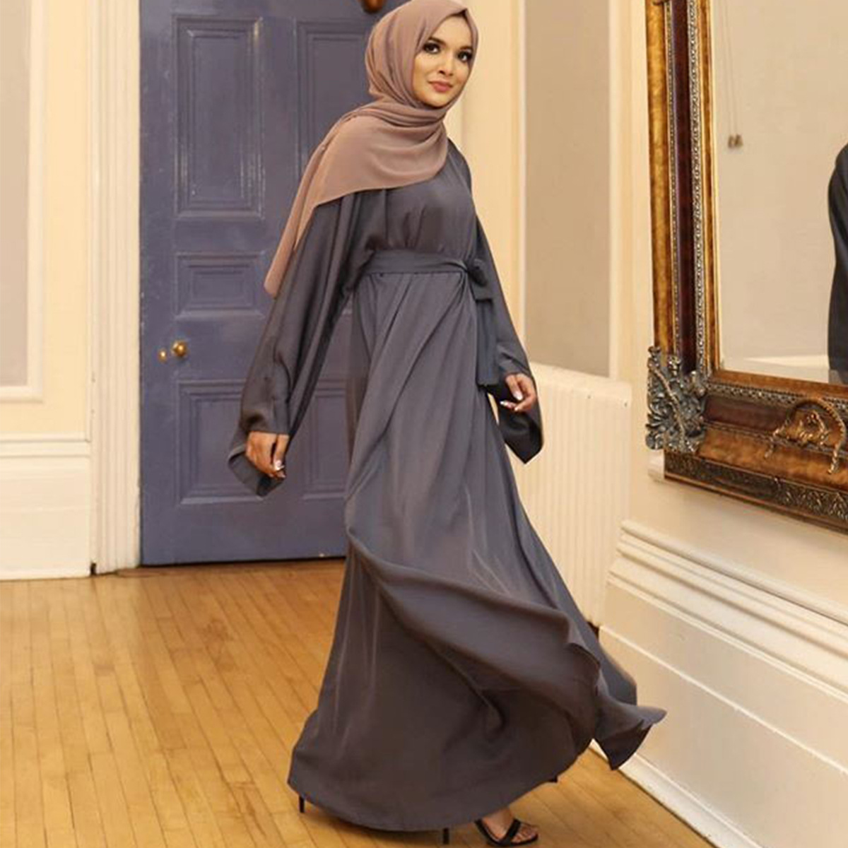 Ramadan Abaya Dubai Muslim Fashion Long Hijab Dress Islam Clothing Belted African Dresses Abayas for Women Kaftan Robe Musulmane