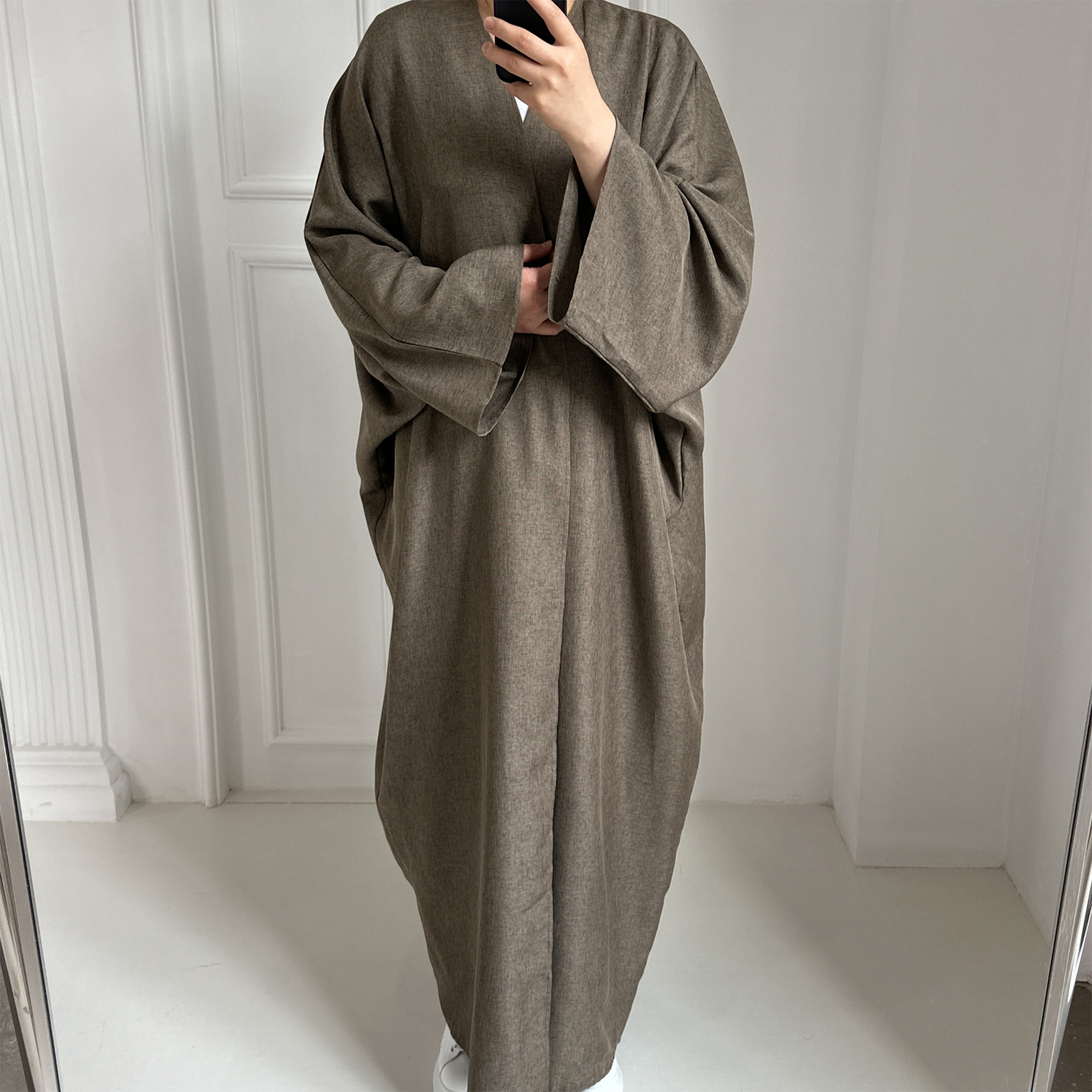 Eid Open Abayas for Women Dubai Plain Loose Cotton Linen Abaya Kimono Turkey Muslim Hijab Dress Islam Modest Outfit Kaftan Robe