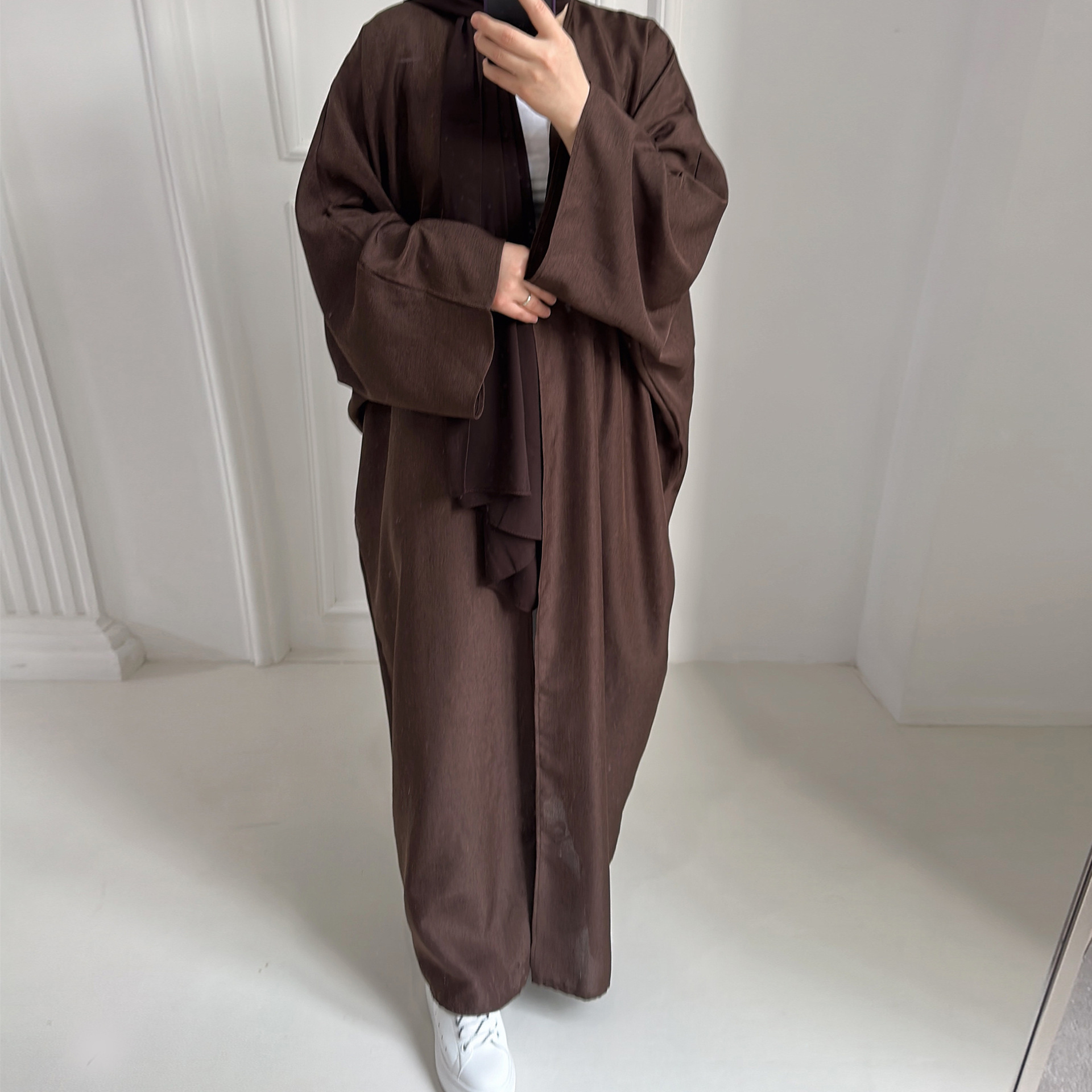 Eid Open Abayas for Women Dubai Plain Loose Cotton Linen Abaya Kimono Turkey Muslim Hijab Dress Islam Modest Outfit Kaftan Robe