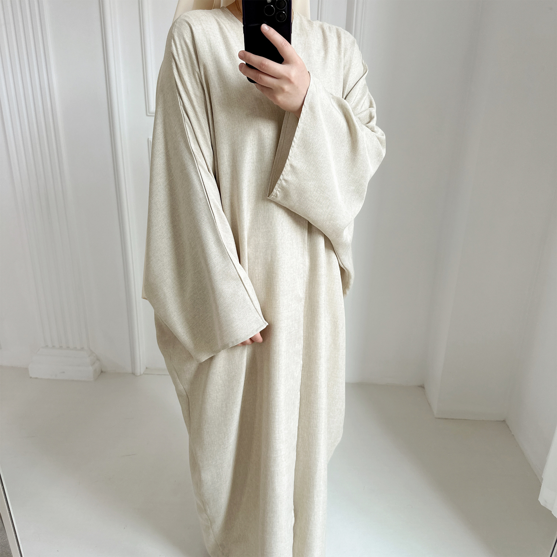 Eid Open Abayas for Women Dubai Plain Loose Cotton Linen Abaya Kimono Turkey Muslim Hijab Dress Islam Modest Outfit Kaftan Robe