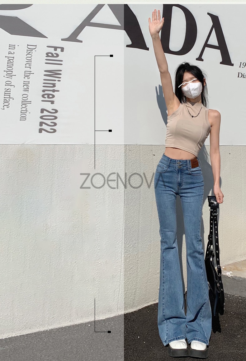 ZOENOVA Y2K 2023 Beautiful Bell Bottoms Xshape Women Full Length Jeans Wide Leg Pants Spring Vintage Style Flare Length Trousers