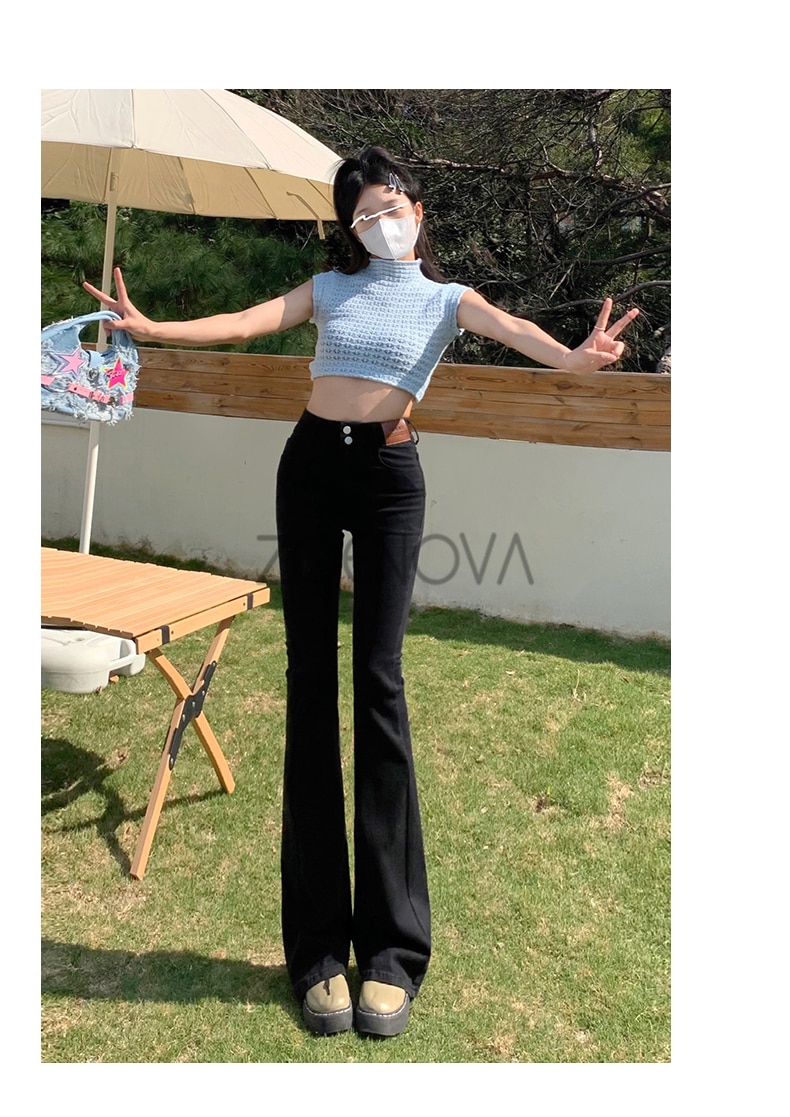 ZOENOVA Y2K 2023 Beautiful Bell Bottoms Xshape Women Full Length Jeans Wide Leg Pants Spring Vintage Style Flare Length Trousers