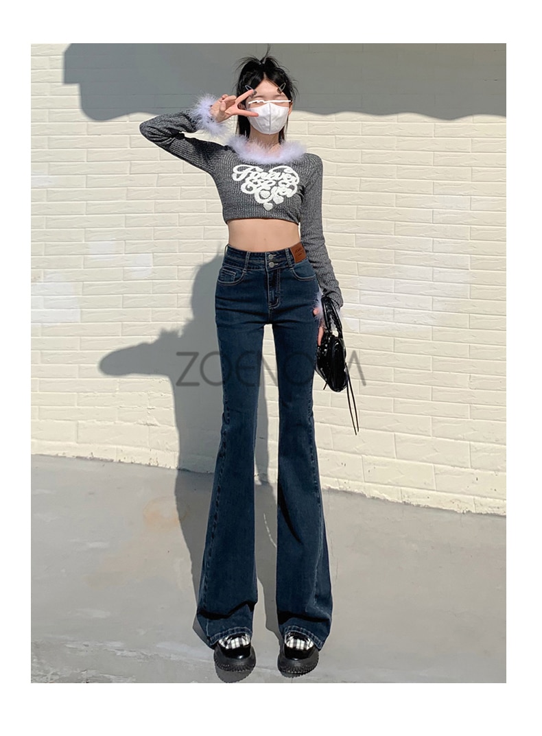 ZOENOVA Y2K 2023 Beautiful Bell Bottoms Xshape Women Full Length Jeans Wide Leg Pants Spring Vintage Style Flare Length Trousers