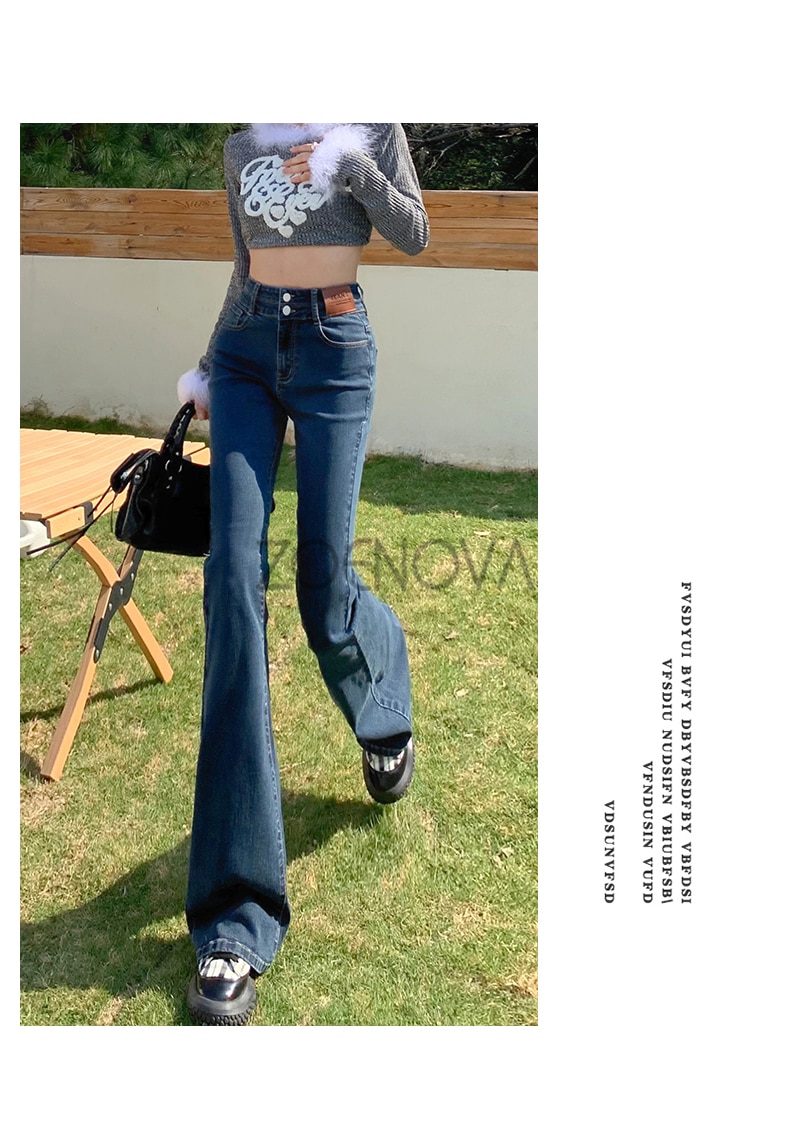 ZOENOVA Y2K 2023 Beautiful Bell Bottoms Xshape Women Full Length Jeans Wide Leg Pants Spring Vintage Style Flare Length Trousers