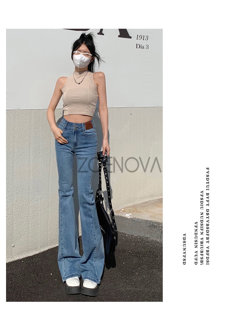 ZOENOVA Y2K 2023 Beautiful Bell Bottoms Xshape Women Full Length Jeans Wide Leg Pants Spring Vintage Style Flare Length Trousers