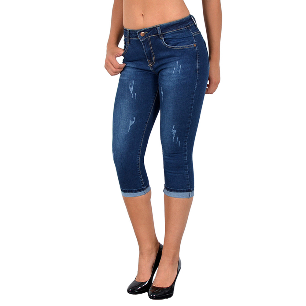 2023 New Summer Women Knee Length Denim Capri Pants High Waist Skinny Jeans Slim Stretch Seamless Printed Leggings Shorts Pants