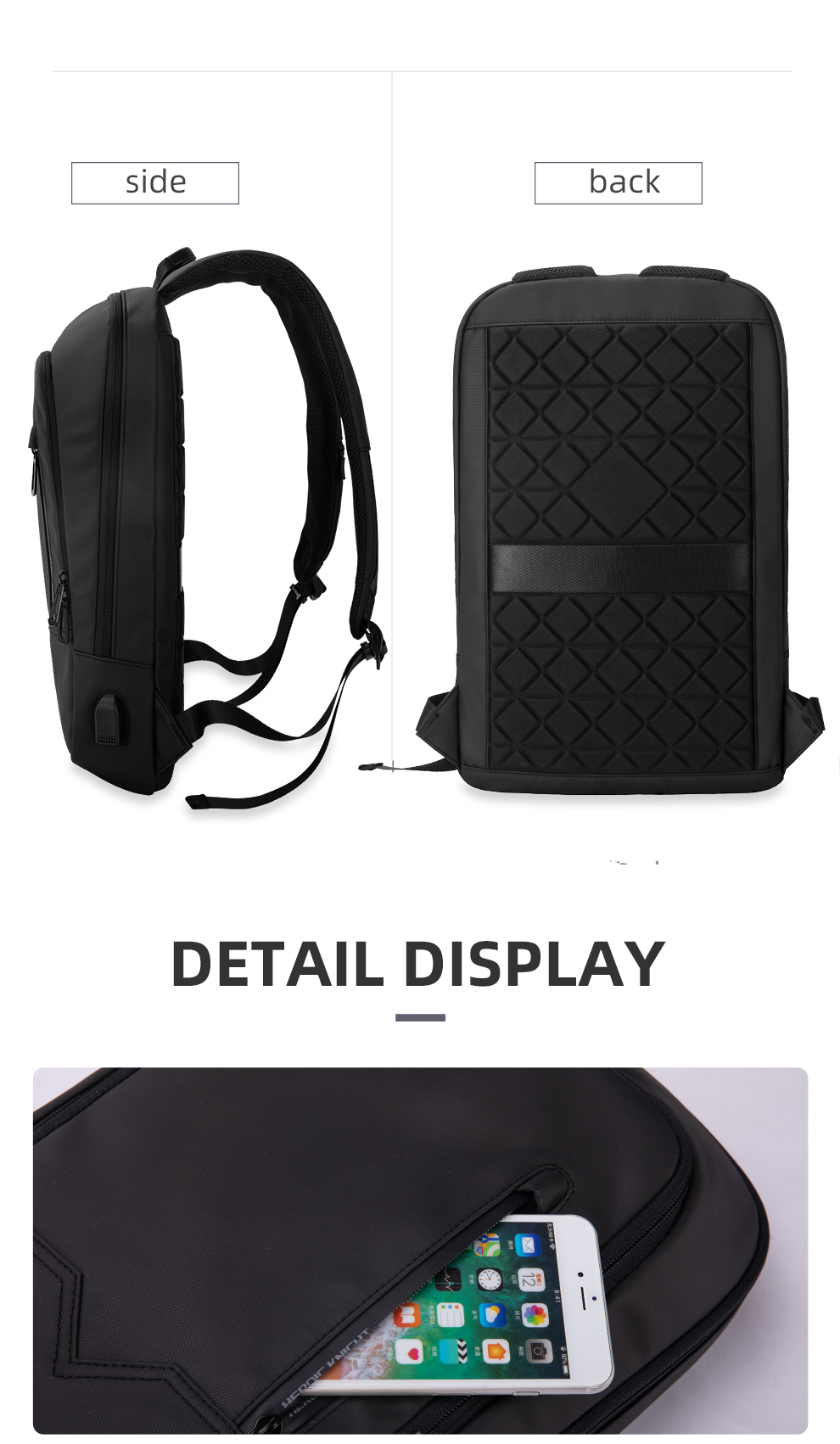 Heroic Knight Men Multifunctional Backpack Waterproof Laptop Backpack Men Business Laptop Bag Travel College Bag for Office Work