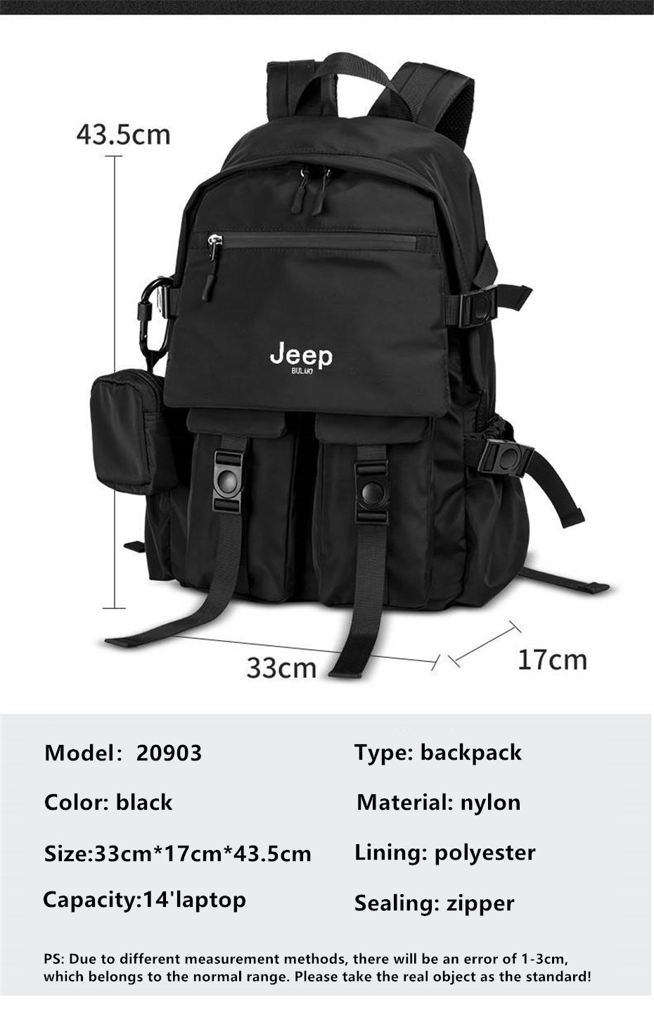 JEEP BULUO Brand Men Shoulder Backpack Casual Hiking Backpacks Outdoor Sport School Bag High Quality Travel Laptop Anti-theft